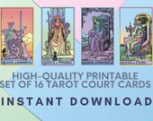 PNG Tarot Digital Printable Court Cards 16 Pack
