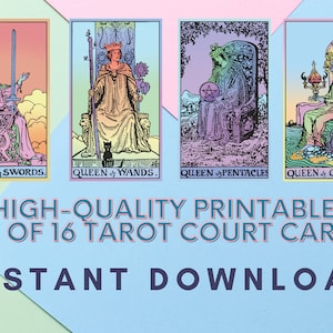 PNG Tarot Digital Printable Court Cards 16 Pack