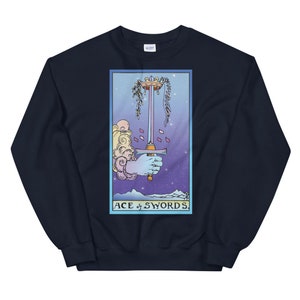 Ace of Swords, Tarot Sweater, Tarot Shirt, Witchy Sweater, Witchy Top Navy