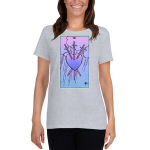 Witchy Shirt, Tarot Shirt, Witchy Clothing, Pagan Clothing, Three of Swords. Sport Grey