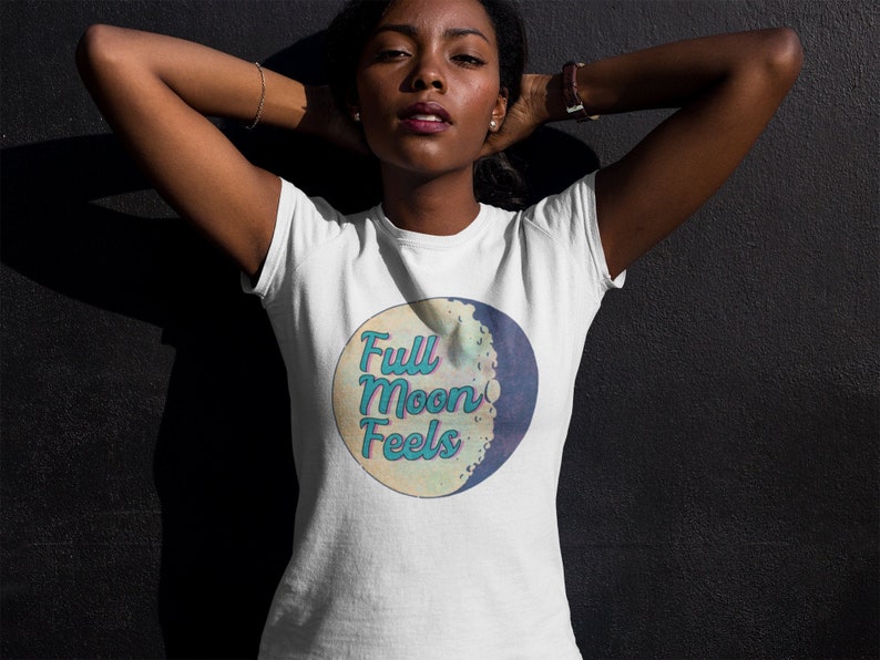 Full Moon Feels Shirt, Witchy Cotton Tee image 4