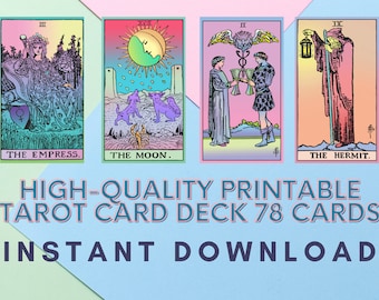 Tarot Deck PNG Printable Digital Set of 78 Cards