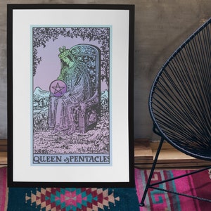 Unframed, Queen Of Pentacles, Tarot Art, Tarot Poster, Witchy Poster.