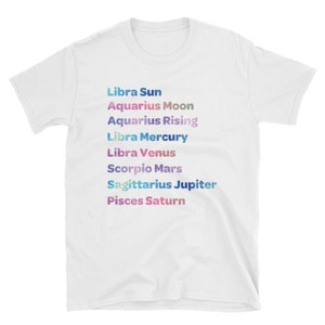 Birth Chart Custom Shirt Astrology Tee Witchy Gifts Natal Chart, Virgo Libra Zodiac White image 2