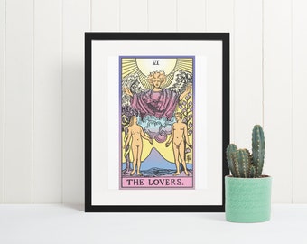 The Lovers Tarot Card Print, Witchy Art, Framed Poster