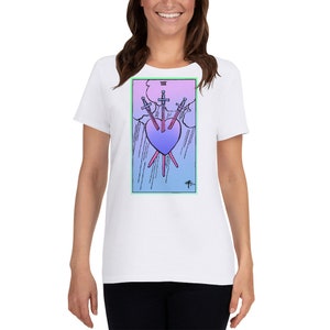 Witchy Shirt, Tarot Shirt, Witchy Clothing, Pagan Clothing, Three of Swords. White