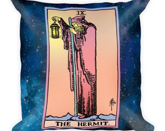 The Hermit, Tarot Pillow, Tarot Decor, Witchy Decor.