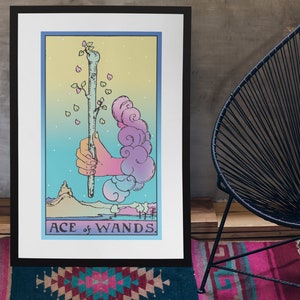 Ace of Wands, Tarot Gift, Tarot Poster, Witchy Art
