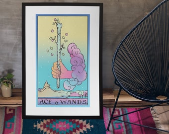 Ace of Wands, Tarot Gift, Tarot Poster, Witchy Art