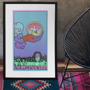 Ace of Pentacles, Tarot Print, Occult Decor. Witchy Gift.