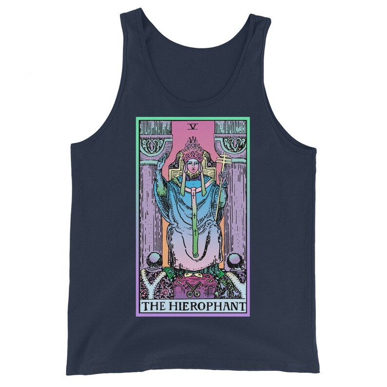 The Hierophant, Yoga Tank Top, Workout Tank, Tarot Clothing, UNISEX FIT Navy