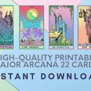 Digital imprimible JPEG & PNG Tarot Cards Major Arcana 22 Cards Pastel