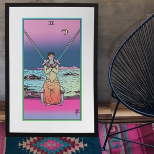 Unframed, Two of Swords, Occult Decor, Tarot Poster, Tarot Print