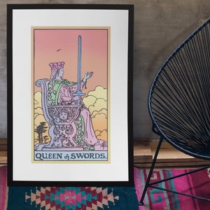 Queen of Swords,  Tarot Print, Tarot Print, Witchy Poster, Feminist Poster, Unframed