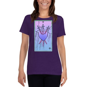 Witchy Shirt, Tarot Shirt, Witchy Clothing, Pagan Clothing, Three of Swords. Purple