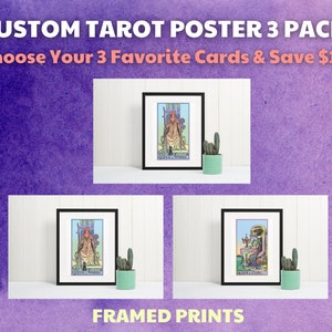Kies je eigen 3 set ingelijste tarot posters, 10 uit, gratis verzending, art print decor.