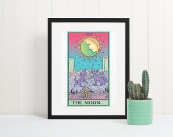 Framed Moon Tarot Print Witchy Poster Moon Phase Art