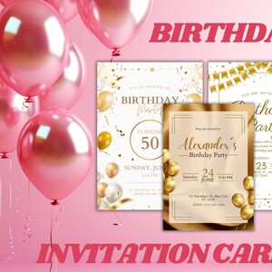 Printable Let's Celebrate Gold Birthday Invitation Template, Gold Confetti Birthday Invite, Editable Text Message Invitation, Any Age Invite