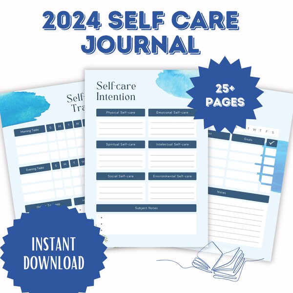 Serene Blue Blossoms Self-Care Planner" Feminine Reflections Journal & Organizer" Modern Bliss: Illustrated Self-Care Planner"