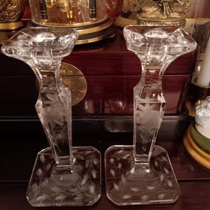 Vintage French Country Crystal Candlesticks Holders Home Decor Decorative Object