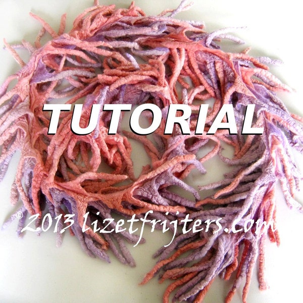 Nuno Felted Boa Scarf  Tutorial Felting Pattern  ENGLISH ONLY- Wet Felting Lesson Nuno Felt Instructions Learn how to Felt \