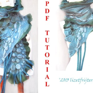 Shibori Felting Textured Ruffled Nuno Felt Scarf PDF Tutorial Pattern ENGLISH ONLY - Ripples - Wet Felted Scarf Instant Download