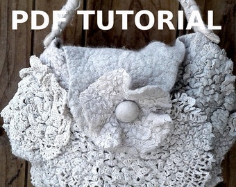 Vintage Felt Bag TUTORIAL with Doilies -  ENGLISH ONLY - How to Feltmaking pdf