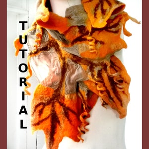 Nuno Felt PDF Tutorial Pattern ENGLISH ONLY Wet Felted Leaf Scarf for Beginner Feltmakers Instant Download image 1