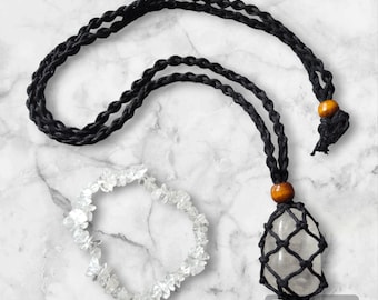 Klare Quartz Crystal Halskette und Armband Set