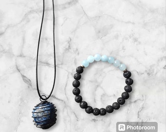 Conjunto de collar y pulsera de cristal de meditación