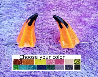 MADE TO ORDER Clip On Horns with Painted Drip Slime Tips Pick your color