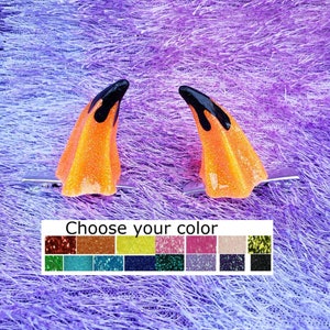 MADE TO ORDER Clip On Horns with Painted Drip Slime Tips Pick your color