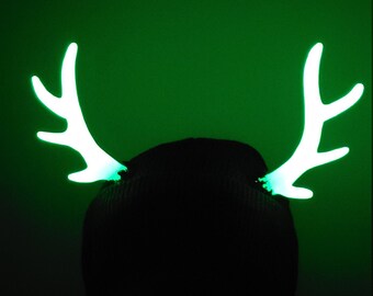 MADE TO ORDER Glow in the Dark Antler Beanie Pick your Color Glow