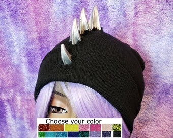 MADE TO ORDER Mohawk Beanie Dinosaur beanie choose your own color horns