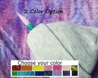 MADE to ORDER 2 Color Custom UNICORN Horn Beanie