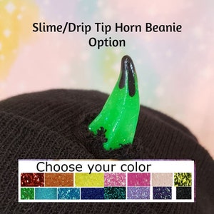 MADE TO ORDER Custom Color Drip/Slime  Style Horn Beanie