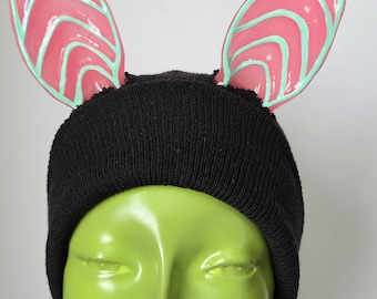 Ready To Ship GLOW PINK Bat Ear Beanie