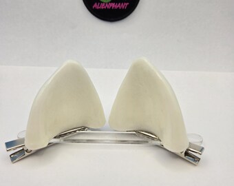 Ready to Ship Solid White Clip on Cat ears