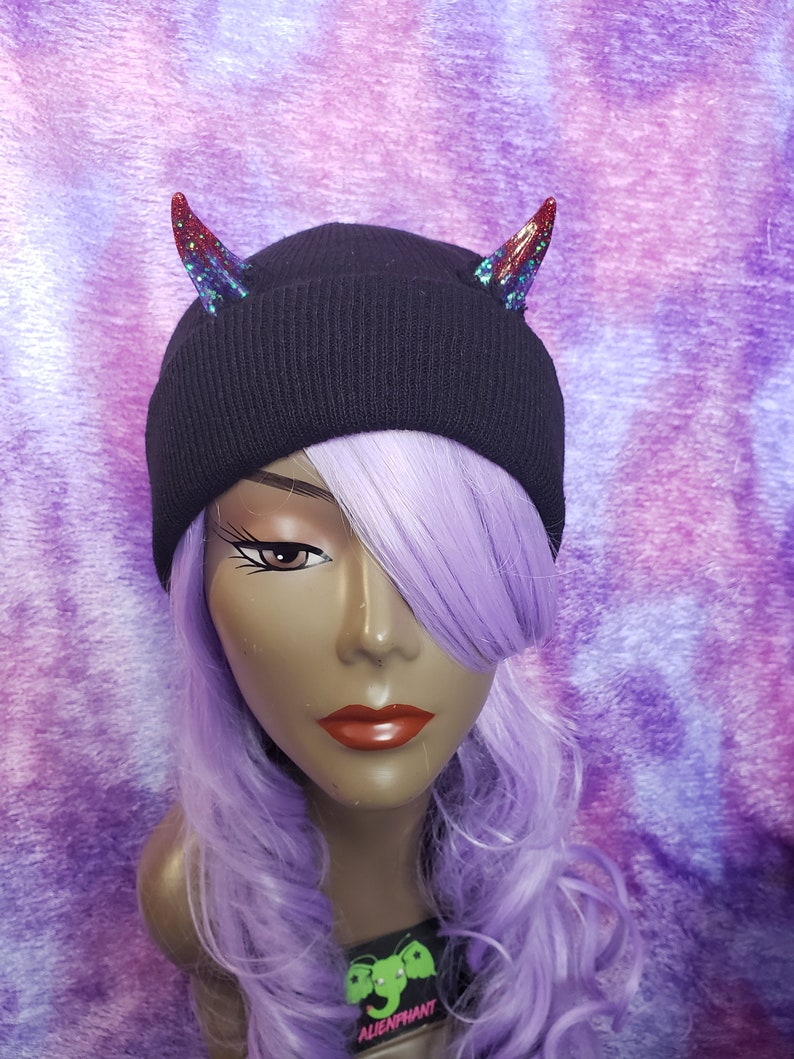 MADE to ORDER 2 COLOR Custom Horn Beanie image 2