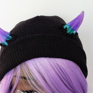 MADE to ORDER 2 COLOR Custom Horn Beanie image 3