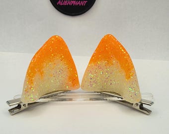Ready to Ship Orange Creamsicle Clip on Cat ears