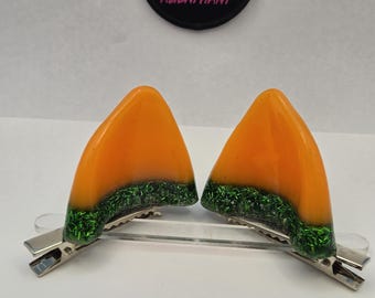 Ready to Ship Glow-in-the-dark Orange Clip on Cat ears