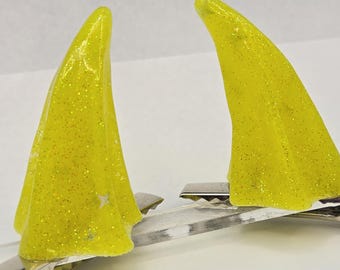 Ready to Ship Bright Yellow Clip on Horns