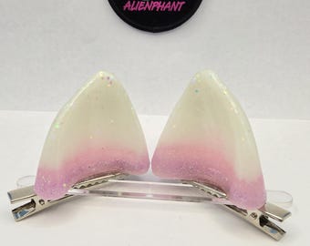 Ready to Ship Marshmallow Pink and PurpleClip on Cat ears