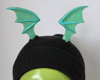 Ready To Ship Aqua Bat Wings Beanie
