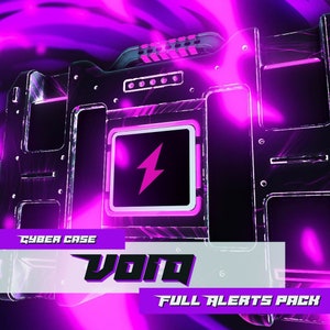 May include: A black and purple computer case with a pink lightning bolt icon and the text "CYBER CASE VOID FULL ALERTS PACK".