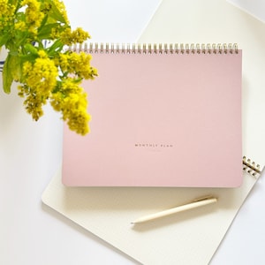 2 year Monthly Planner with Notes | Undated | Gold wire bound notebook | Horizontal | 8.5 x 11 | Minimal Design