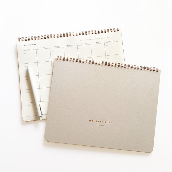 Monthly Planner, 15 Months, Undated Sheets, Calendar Task and To-Do List Planner, 8.5x11 size, Gold Spiral Bound