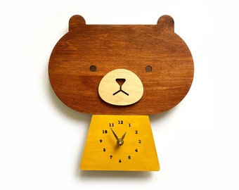 Kawaii Bear Wall Clock, housewarming, birthday, baby shower, Kid's Room, Nursery Decor