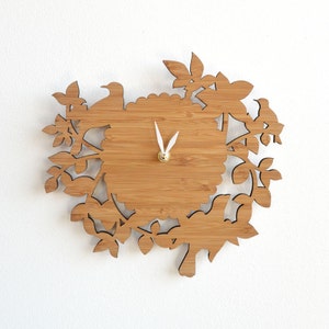 Decorative birds wall clock intricate laser cut elegant wall decor image 1
